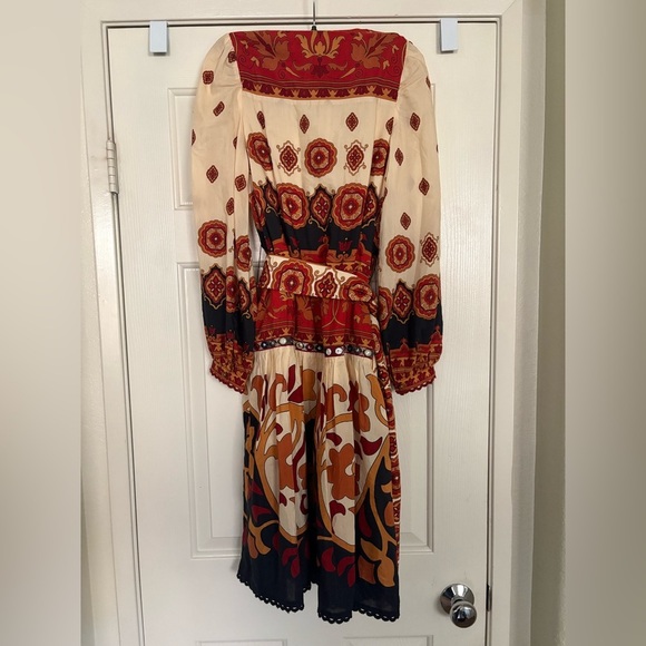 Farm Rio Ainika Cream Bohemian Tiles Midi Dress Size XS - Picture 9 of 9